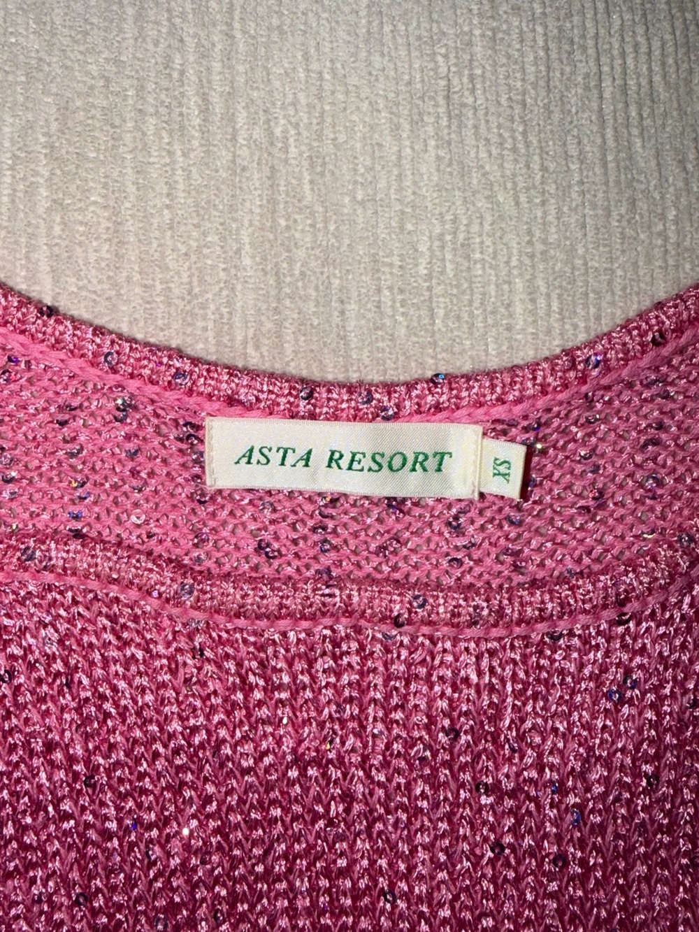 Asta Resort Natalia Pink Shimmer Knit Dress Mini XS Sequin Cute Party Cocktail - Picture 3 of 9